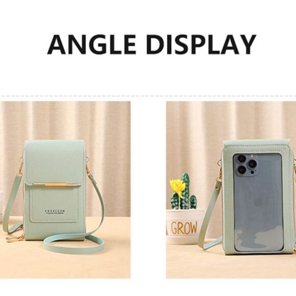 Synthetic Leather Shoulder Bag, Telephone Wallet Cross Bag(Green) - Picture 5 of 14